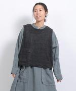 ヘリンボンウールシャギー　2wayベスト